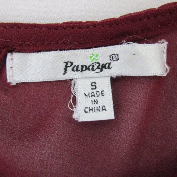 Papaya Sleeveless Maroon Embroidered Summer Dress - Picture 11 of 12